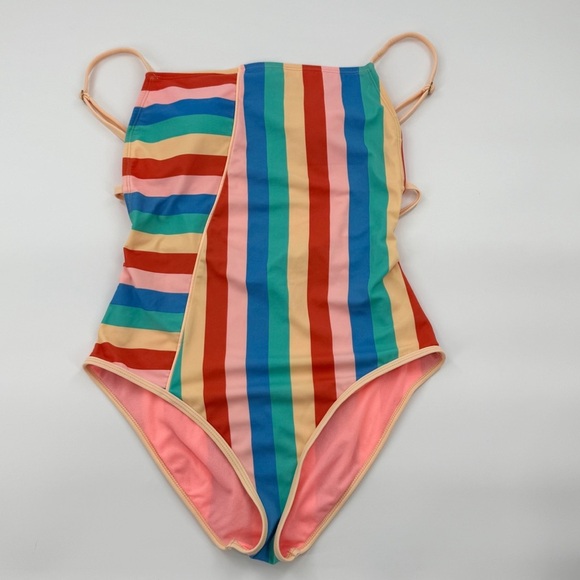 GB Colorful Striped One-Piece Swimsuit SIZE Large - Picture 13 of 16